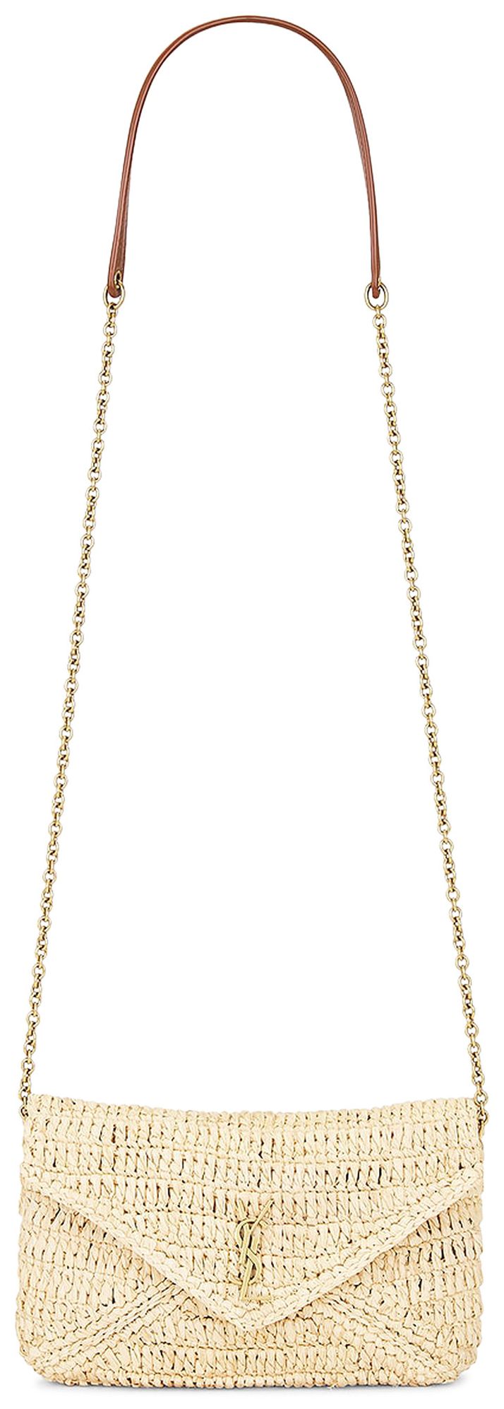 Saint Laurent Small Pouch On Chain Pale BrownBrick