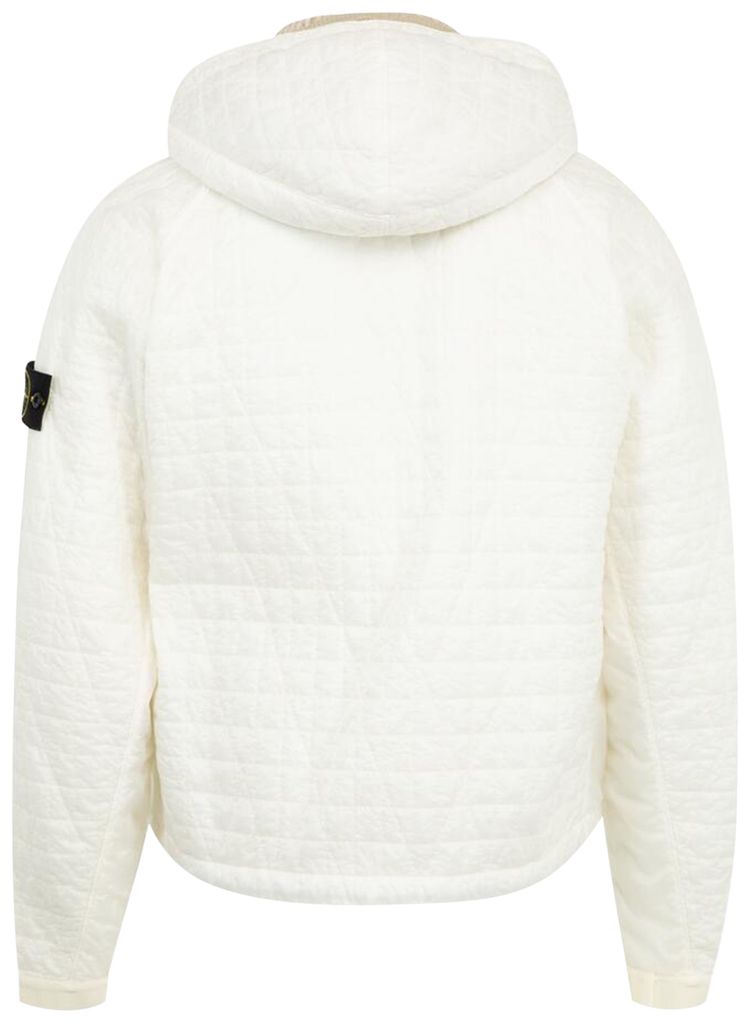 Stone Island Padded Logo Motif Hooded Jacket Ivory