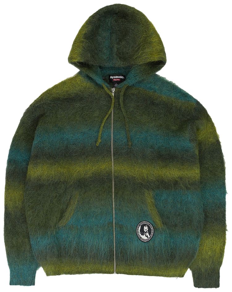 Supreme x HYSTERIC GLAMOUR Mohair Zip Up Hooded Sweatshirt Olive