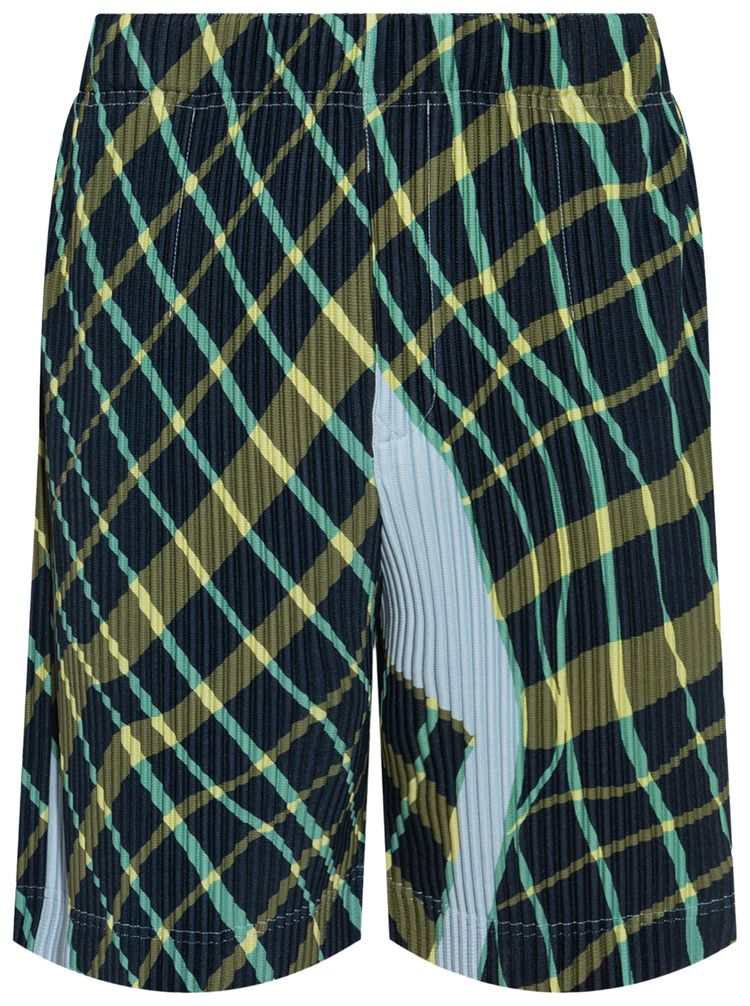 Homme Plisse Issey Miyake Windswept Plaid Shorts Blue Grey