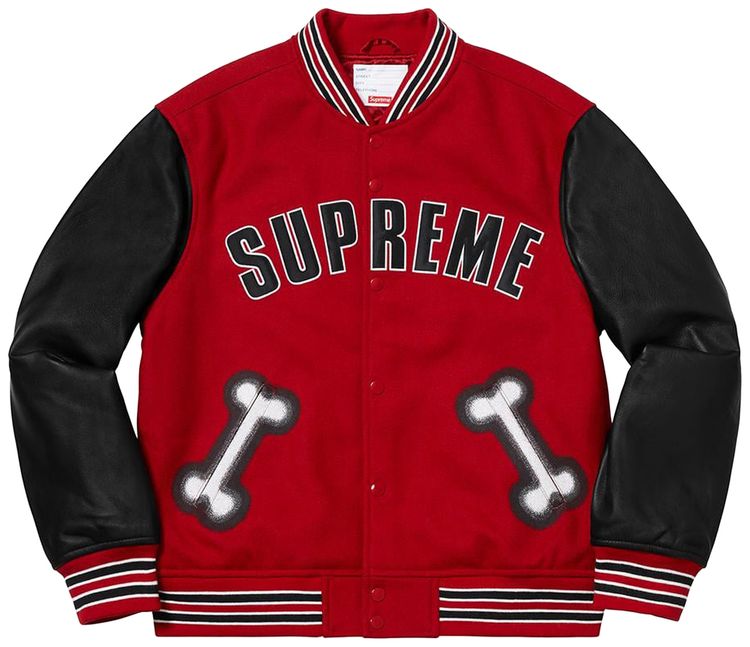 Supreme Bone Varsity Jacket Red