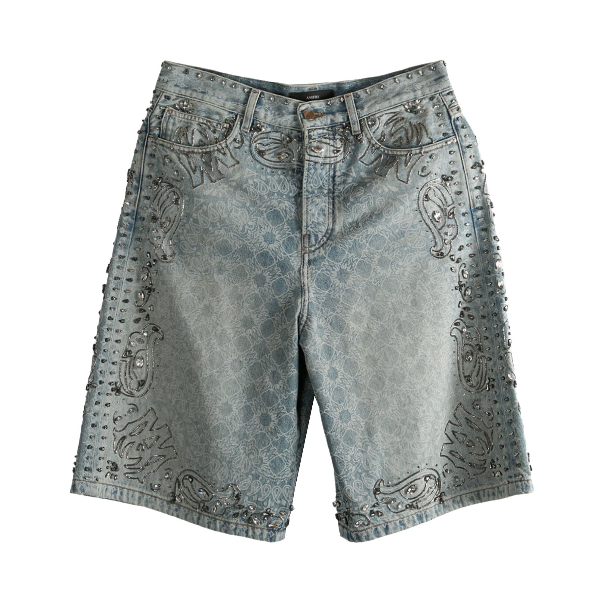Buy Amiri Crystal Bandana Denim Short 'Medium Indigo' - AMDNSH1028