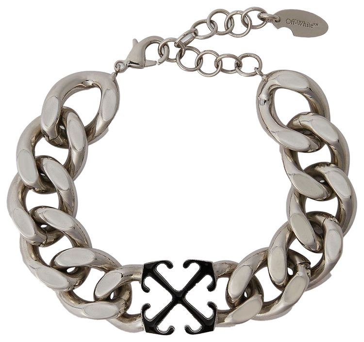 Off White Enamel Arrow Bracelet SilverBlack