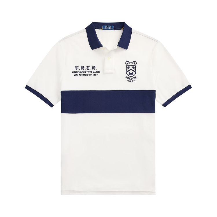 Polo Ralph Lauren Short Sleeve Basic Mesh Novelty Crest Polo WhiteNewport Navy