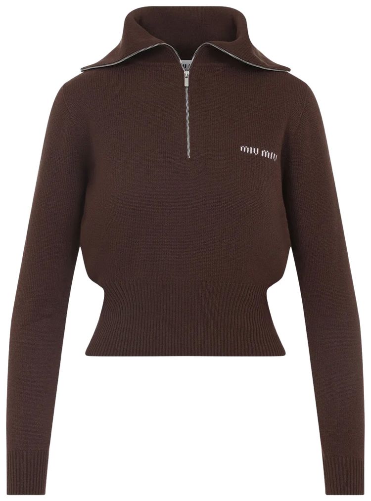 Miu Miu Cashmere Polo Cocoa Brown