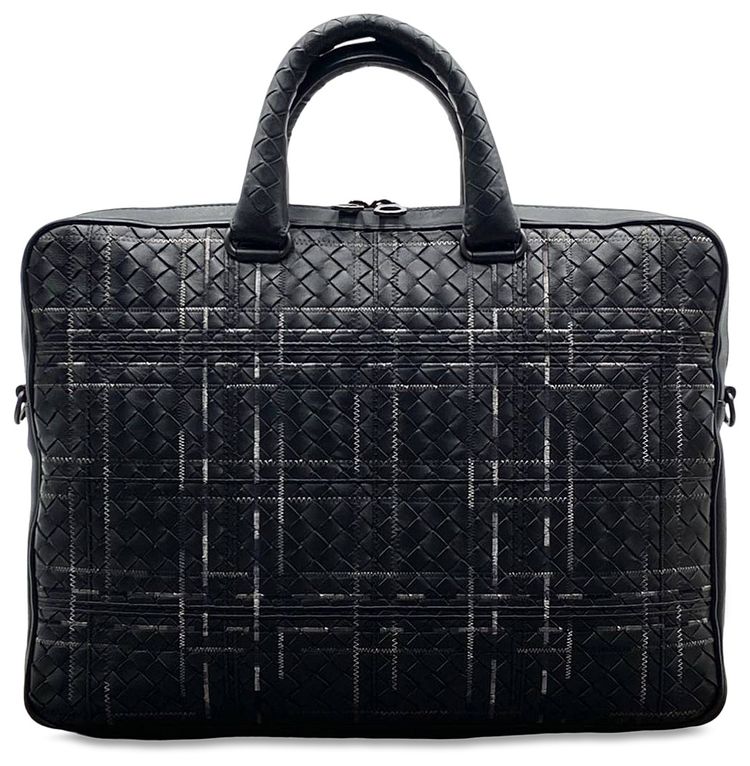 Bottega Veneta Atlas Intrecciato Leather Briefcase Black