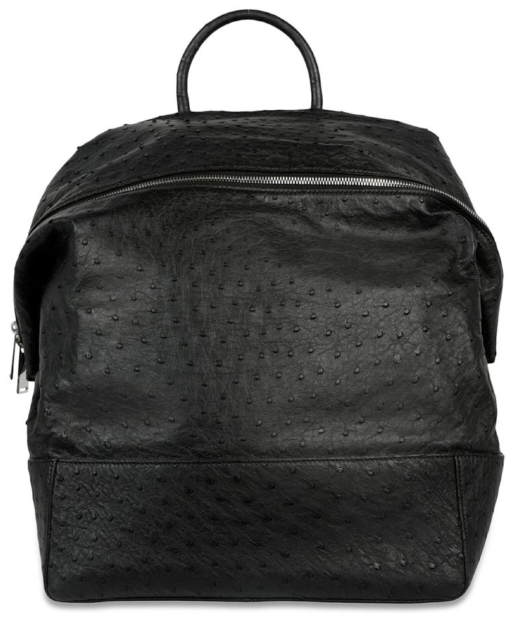 Bottega Veneta Ostrich Leather Outlet Backpack Black