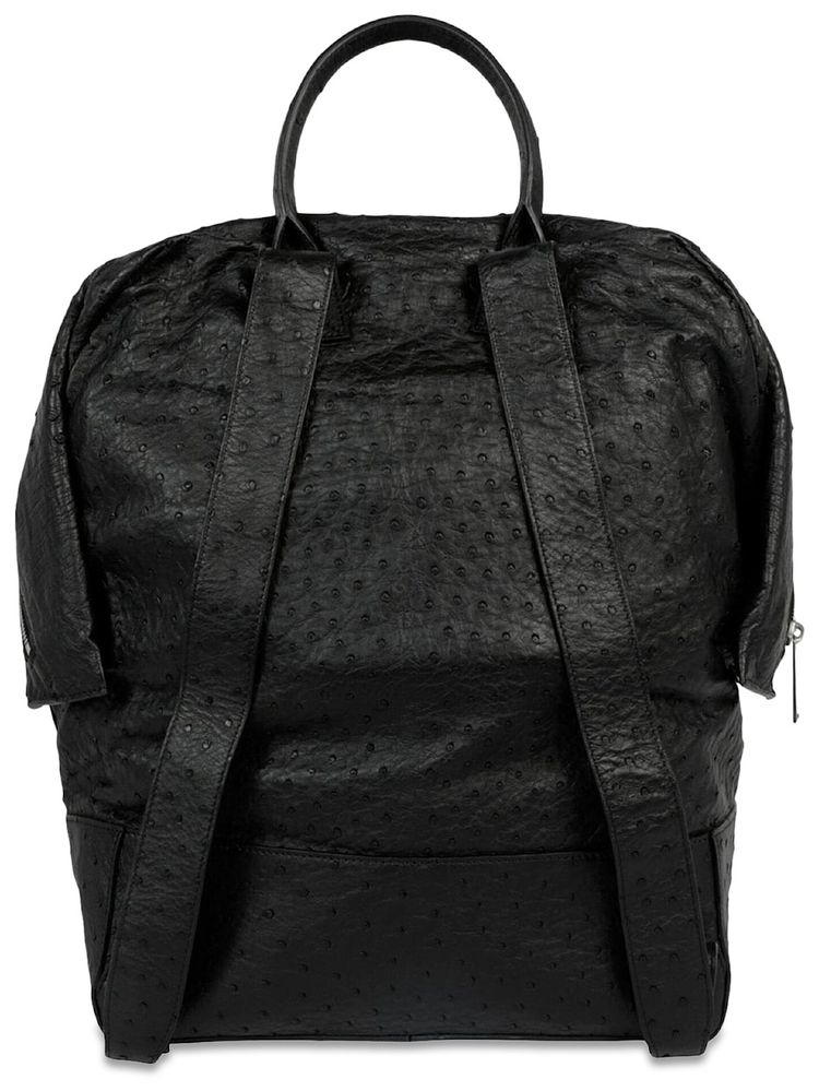 Bottega Veneta Ostrich Leather Outlet Backpack Black