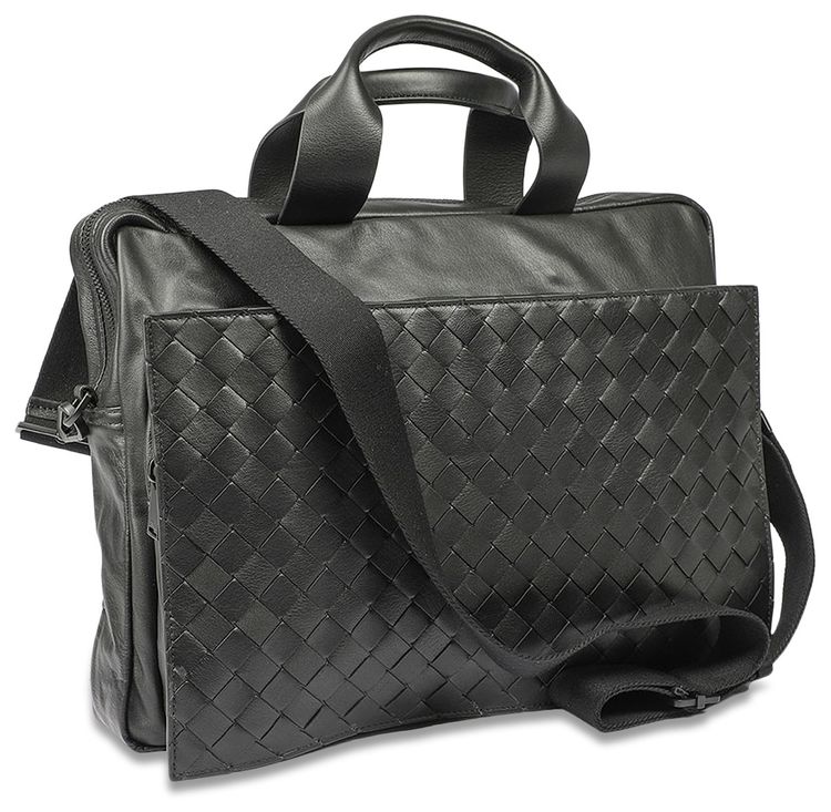 Bottega Veneta Intrecciato Ultra Light Leather Briefcase Black