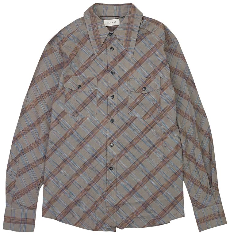 Lemaire Checked Western Shirt Grey
