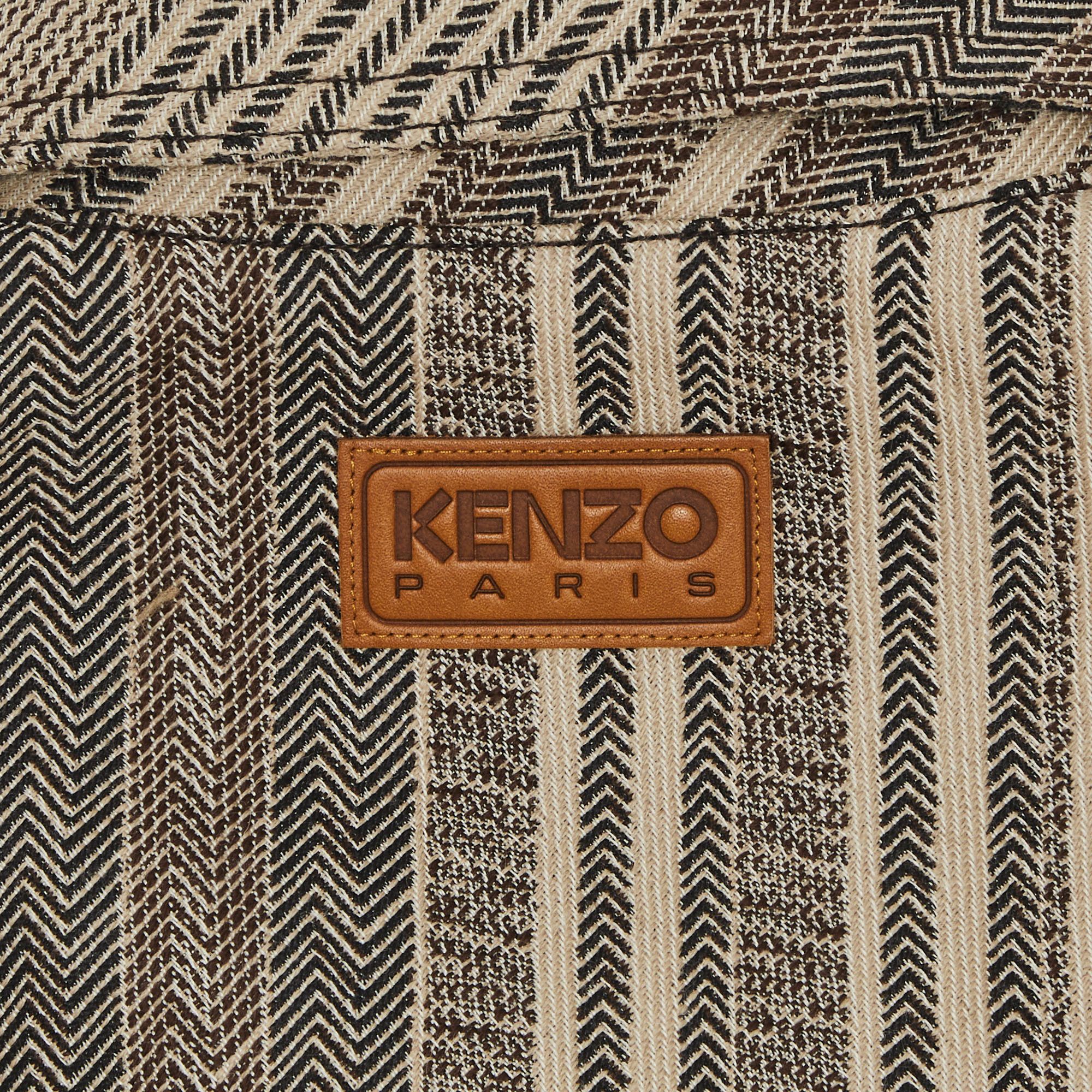 Buy Kenzo Diagonal Stripe Slim Pleated Trucker Jacket 'Beige