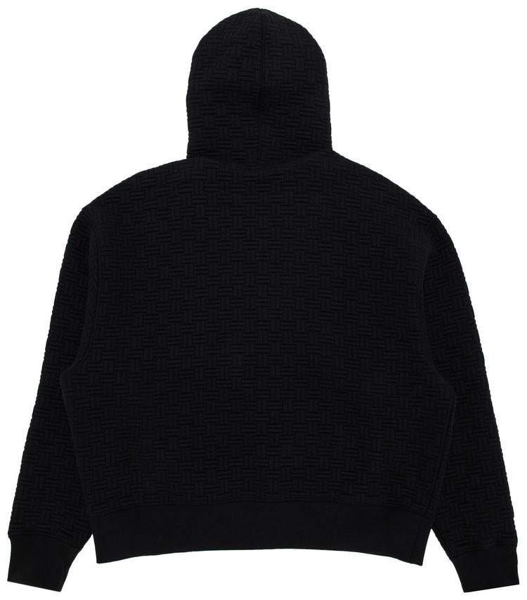 Kenzo Weave Embroidered Boxy Full Zip Hoodie Black