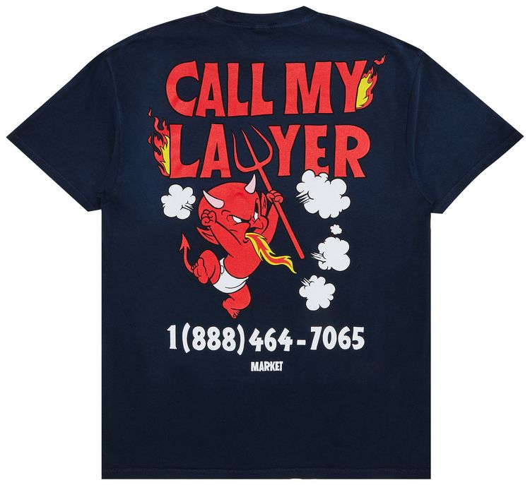 Market Hot Stuff Call My Lawyer T Shirt Washed Blue