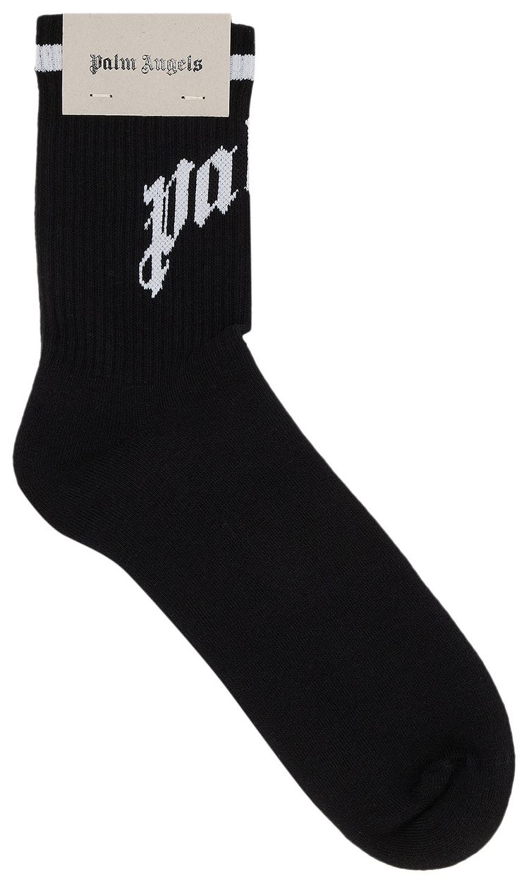 Palm Angels Curved Logo Track Socks BlackOff White