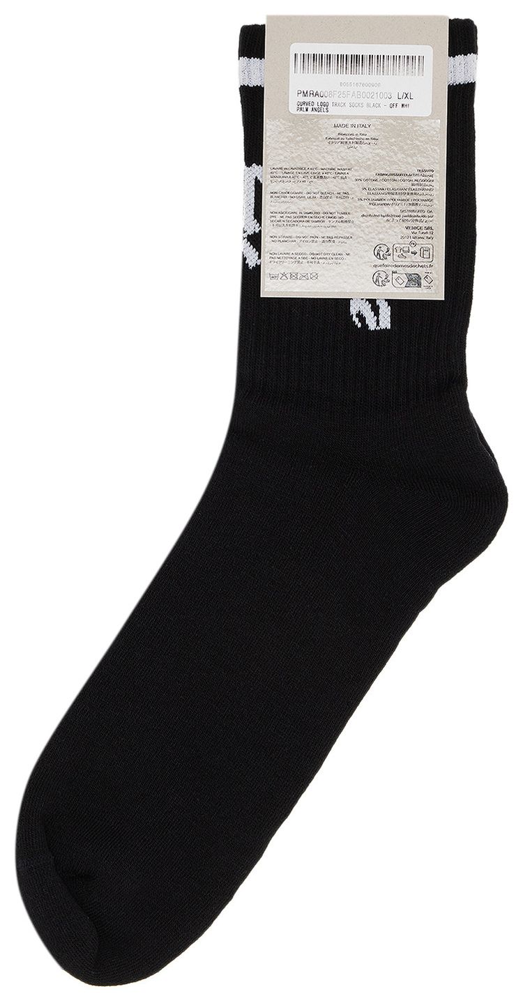 Palm Angels Curved Logo Track Socks BlackOff White