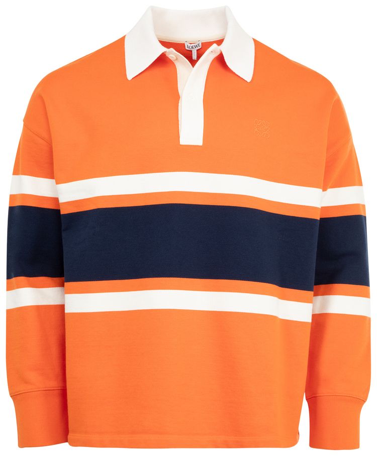 Loewe Long Sleeve Polo OrangeNavy Blue
