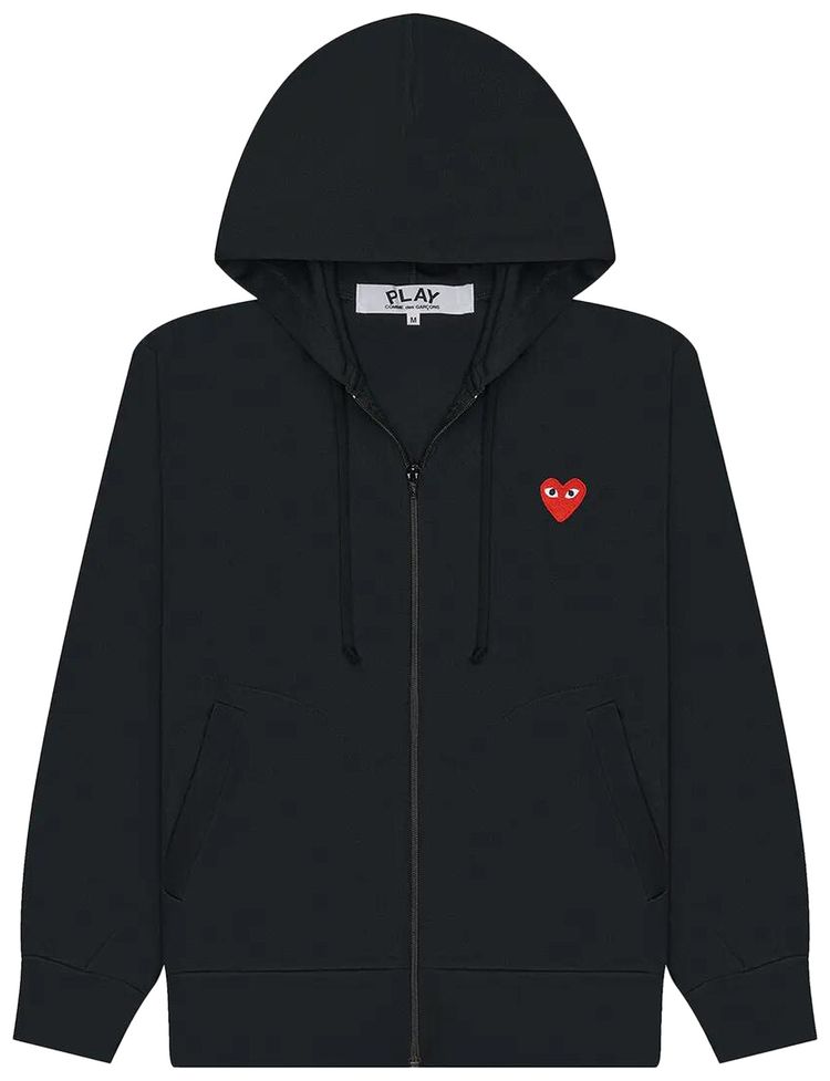 Comme des Garcons PLAY Heart Emblem Zip Up Hoodie Black