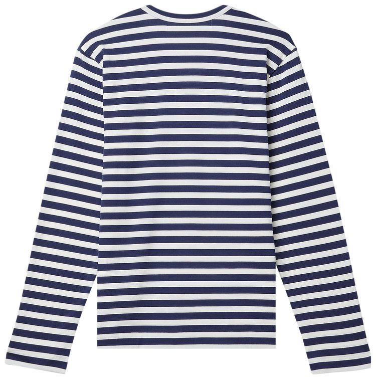 Comme des Garcons PLAY Heart Emblem Stipe T Shirt NavyWhite