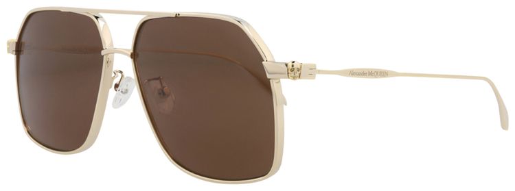 Alexander McQueen Aviator Sunglasses GoldBrown