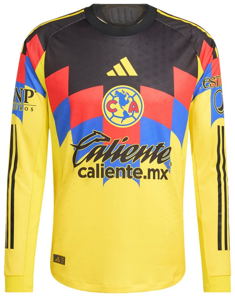 adidas Club America 2526 Long Sleeve Home Authentic Jersey Yellow