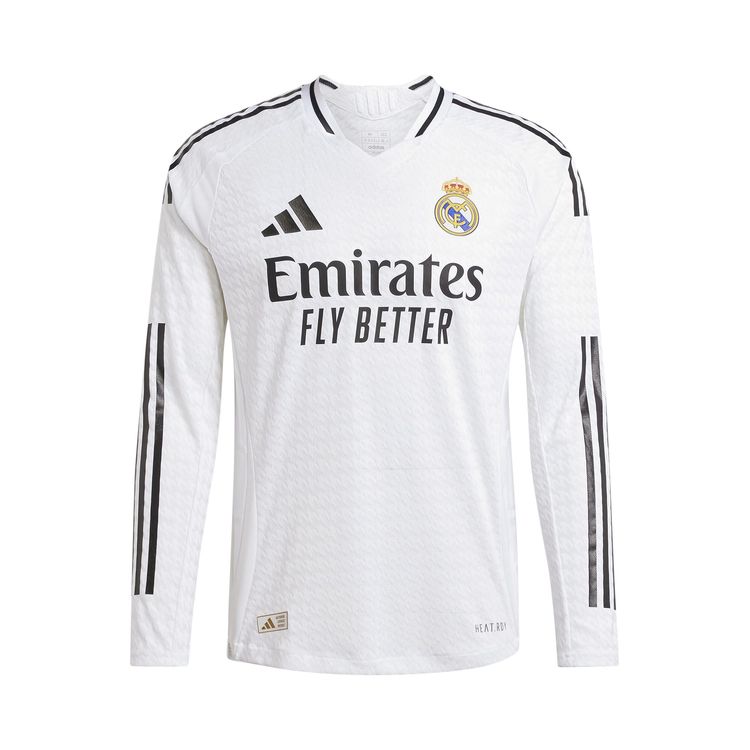 adidas Real Madrid 2425 Long Sleeve Home Authentic Jersey White