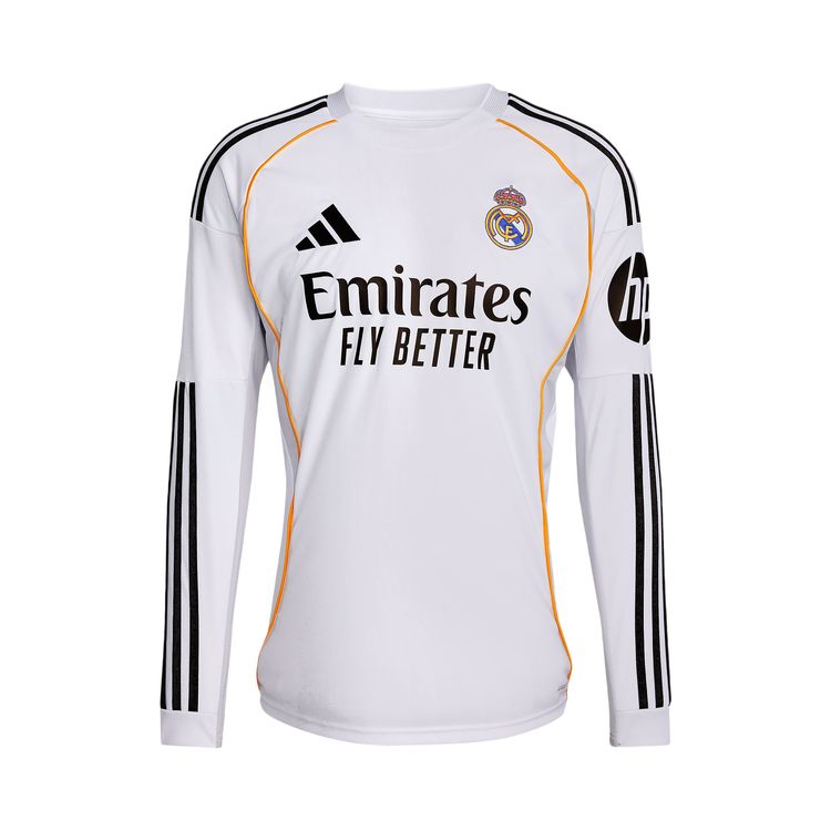 adidas Real Madrid 2526 Long Sleeve Home Jersey White