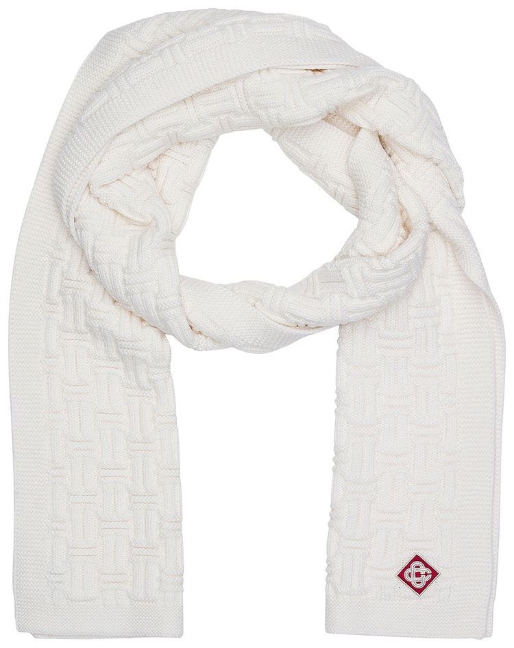 Casablanca Column Stitch Scarf White