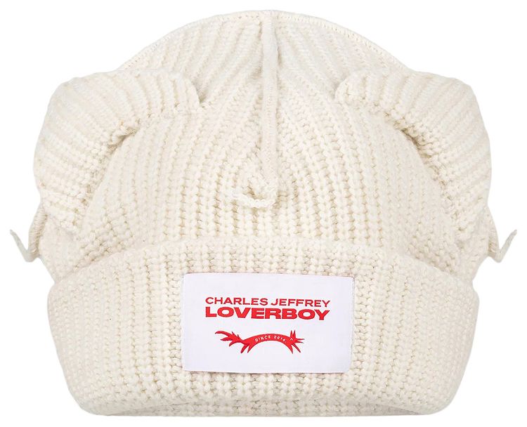 Charles Jeffrey Loverboy Supersized Chunky Ears Beanie Ecru
