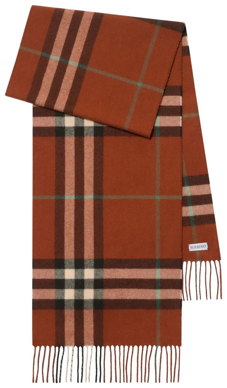 Burberry Check Cashmere Scarf Brick