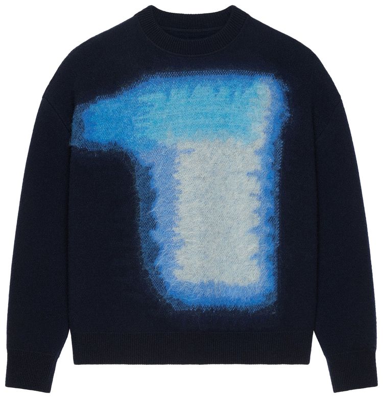 Givenchy Brushed Afternoon Light Jacquard Sweater NavyBlue