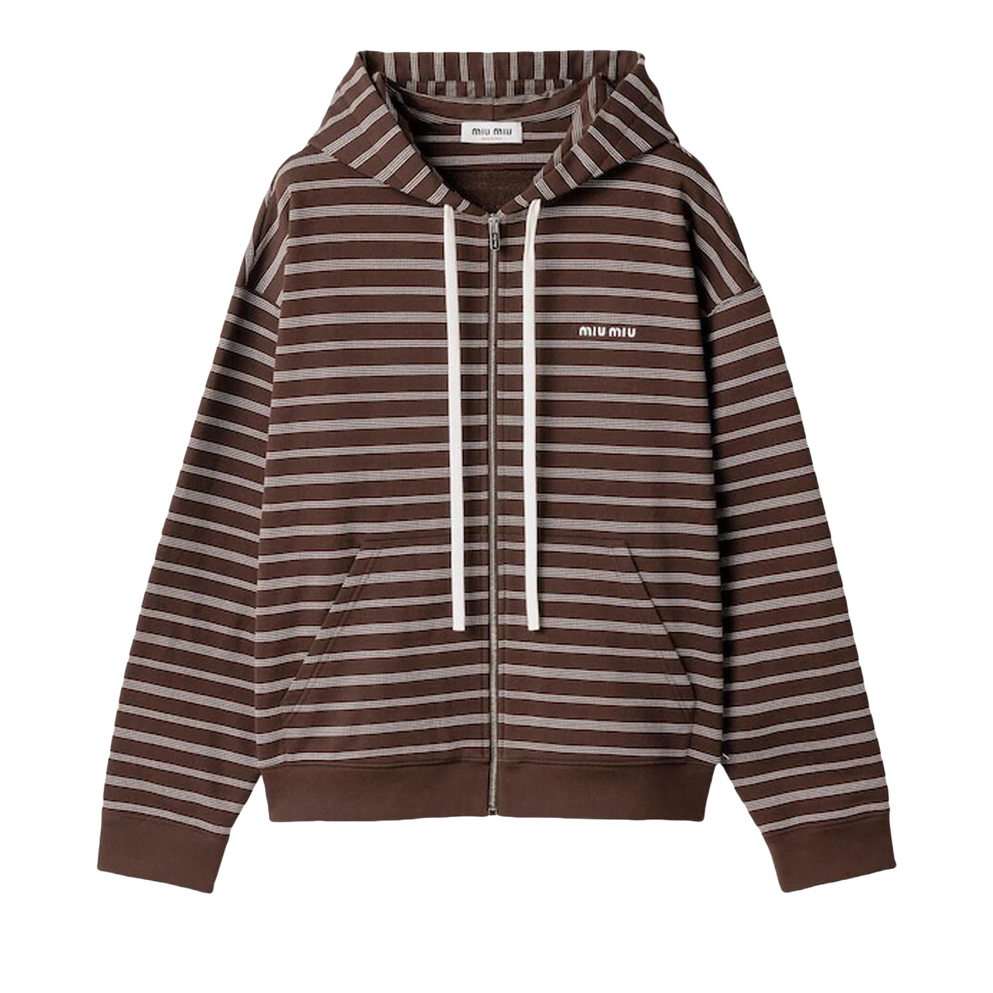 ミルモ   2in1 Velvet Hoodie Buy Miu Miu Striped Hoodie 'Cacao/White' - MJL023 174V F0O7E