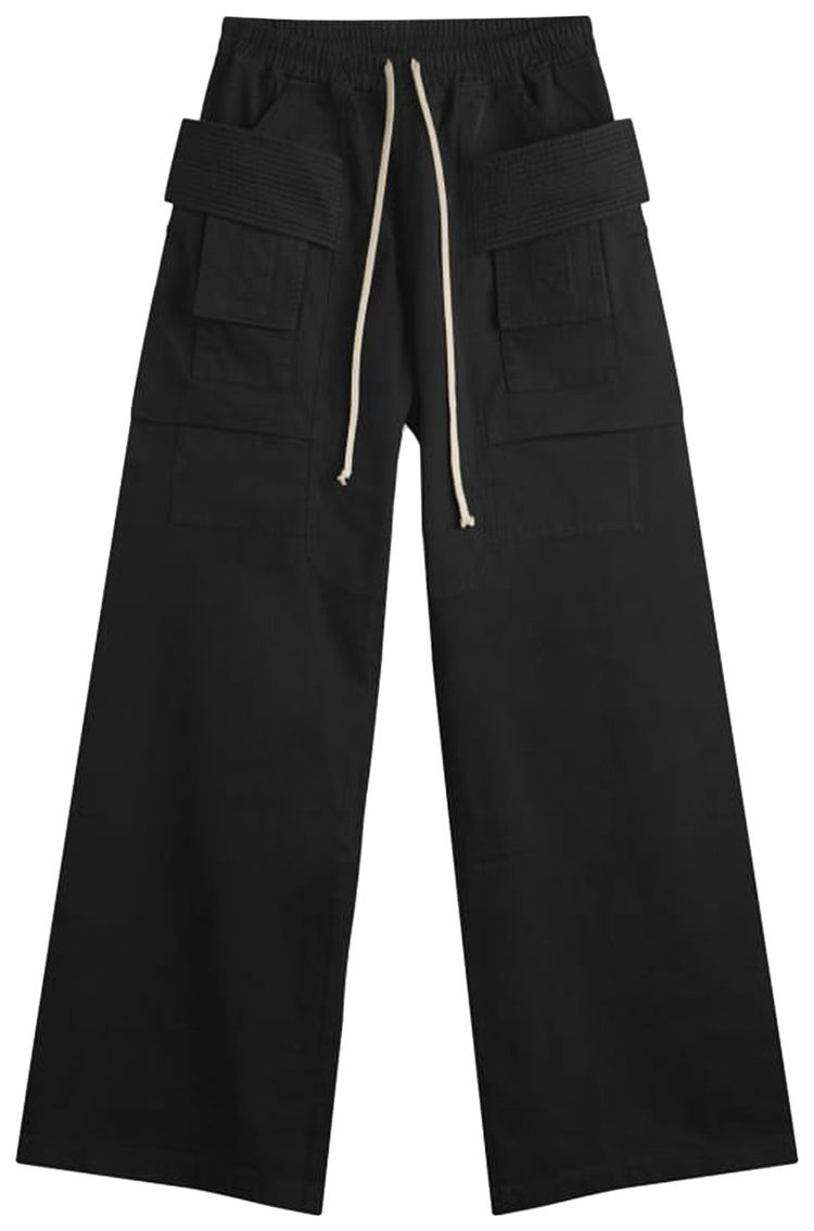 Rick Owens DRKSHDW Creatch Wide Cargo Drawstring Pants Black