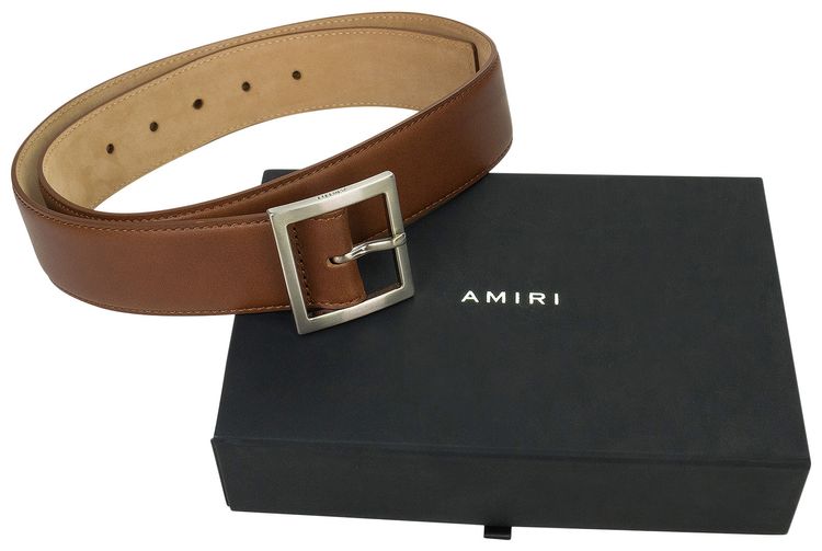 Amiri Classic Square Buckle Belt Brown