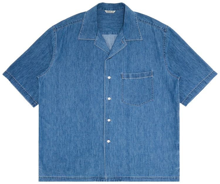 Auralee Button Denim Shirt Blue