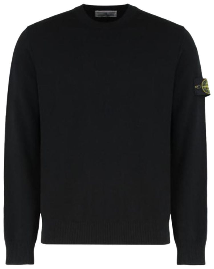Stone Island Stretch RWS Wool Knit Crewneck Black