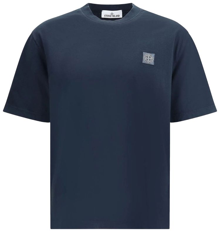 Stone Island Combed Organic Cotton T Shirt Navy Blue