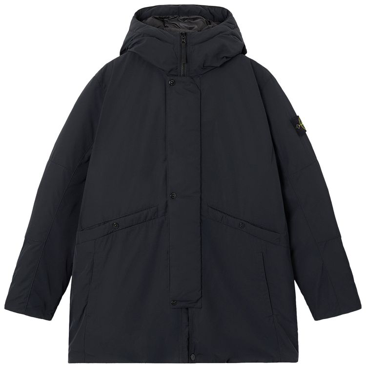 Stone Island Polyester Micro Twill Hooded Down Parka Black