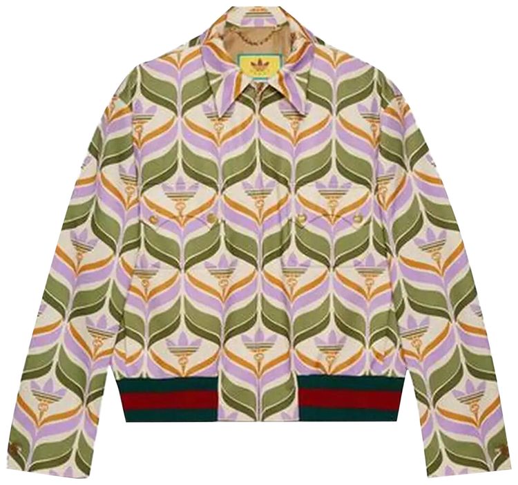 adidas x Gucci Trefoil Print Jacket GreenIvory