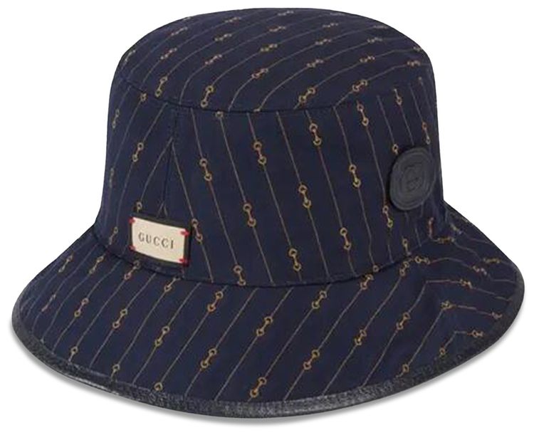 Gucci Reversible GG and Horsebit Bucket Hat BlueBeige