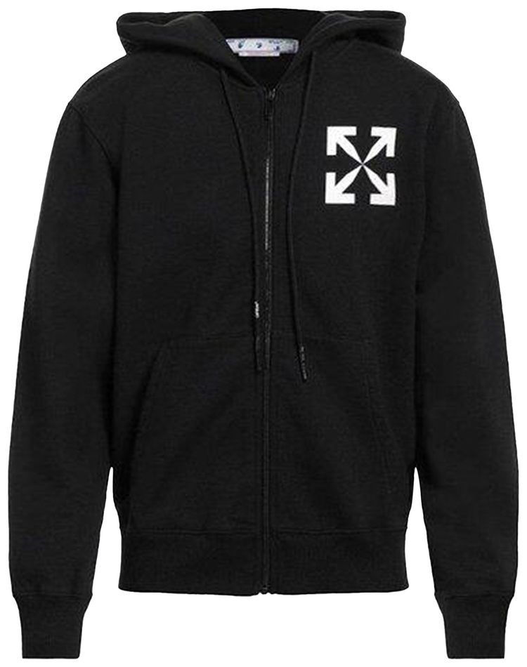 Off White Single Arrow Slim Fit Zip Up Hoodie Black