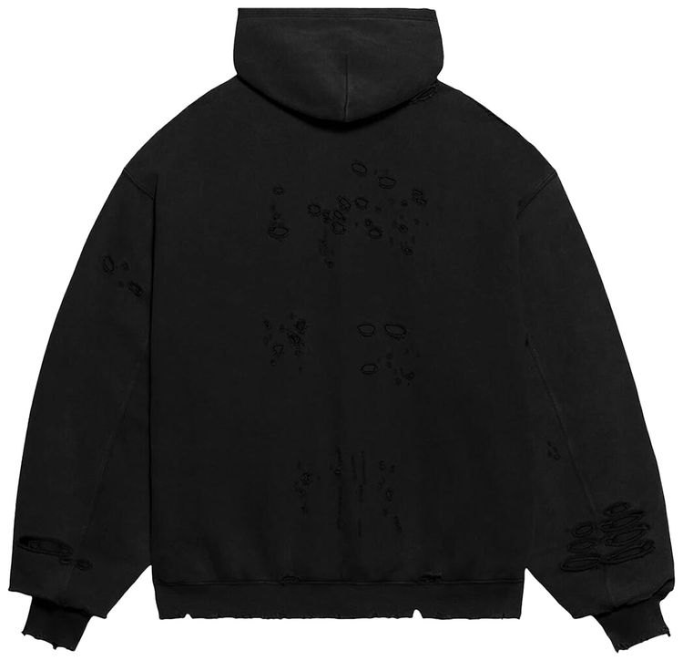 Balenciaga Caps Destroyed Oversize Fit Hoodie Black