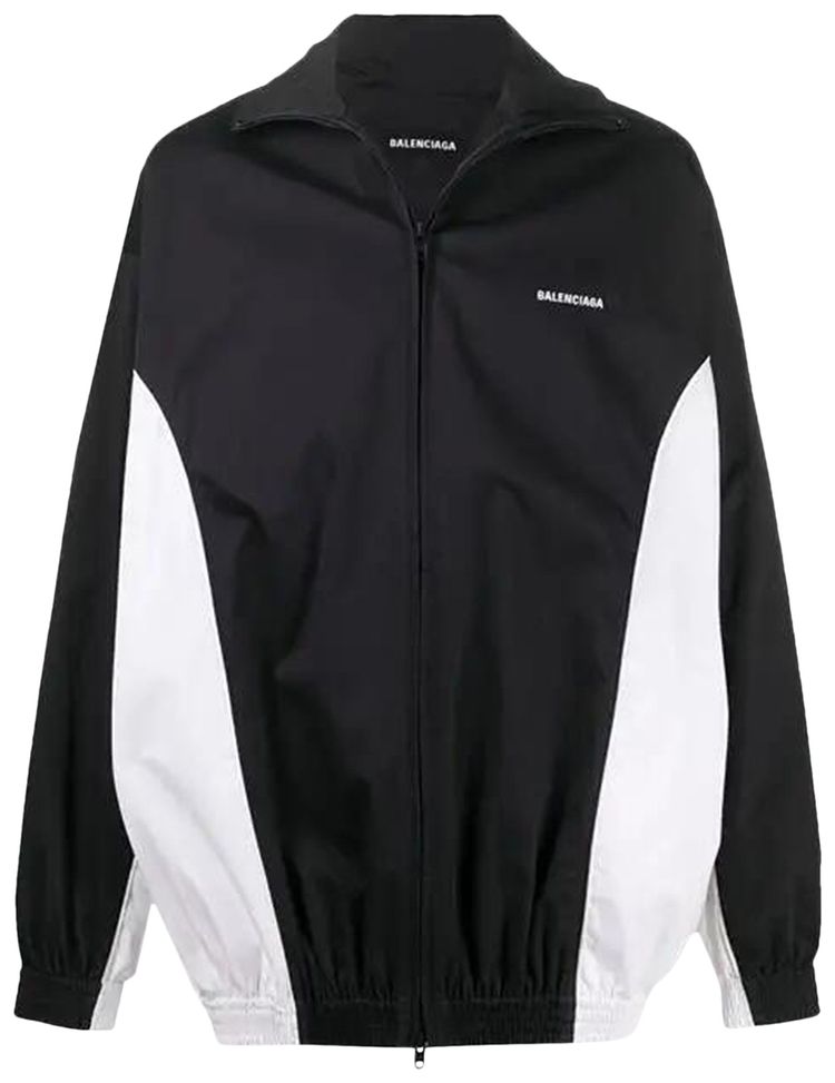 Balenciaga Logo Zip Up Windbreaker Jacket BlackWhite