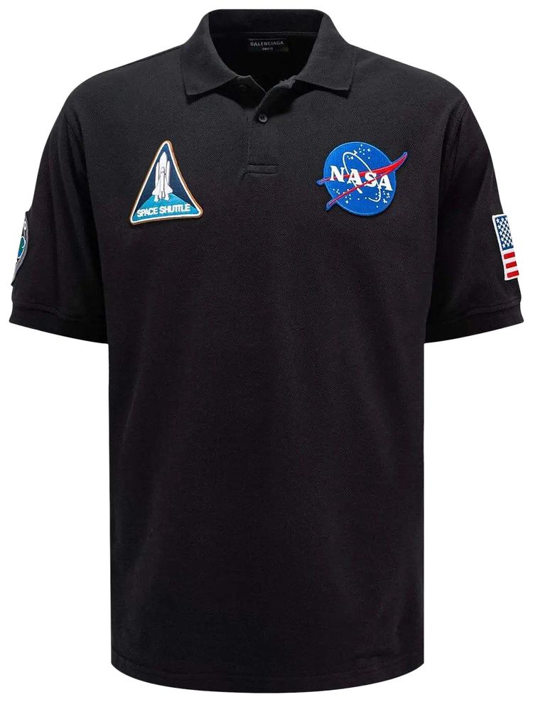 Balenciaga NASA Space Multi Patch Polo Black