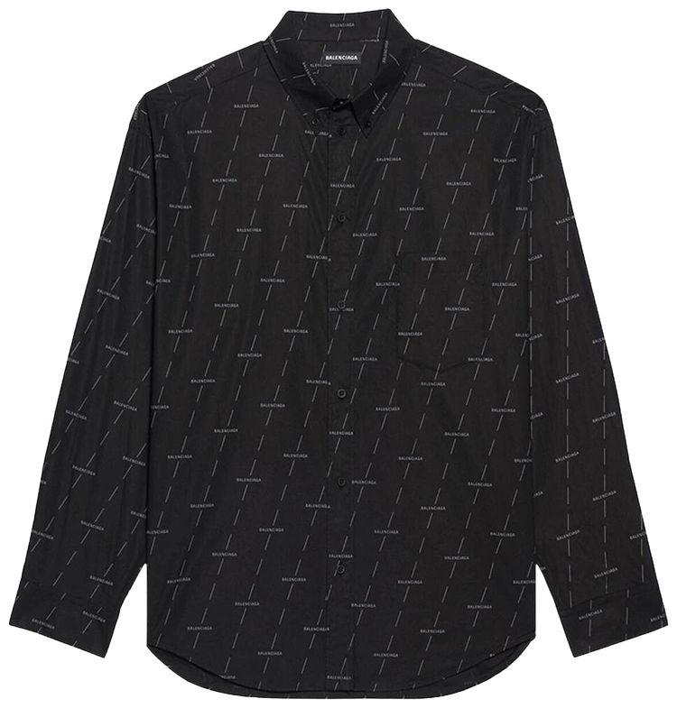 Balenciaga Poplin Shirt BlackWhite Licence Printed