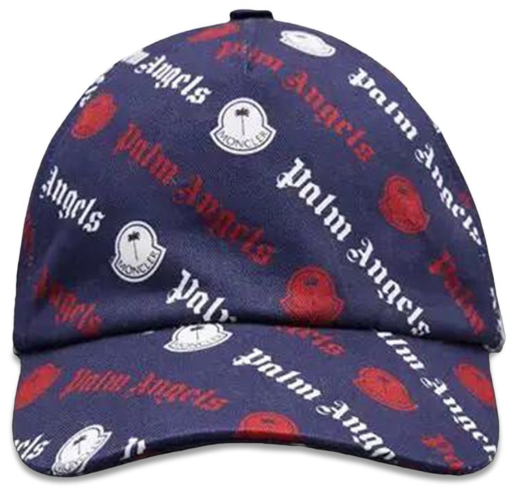 Palm Angels x Moncler Logo Print Baseball Cap BlueBlackWhite