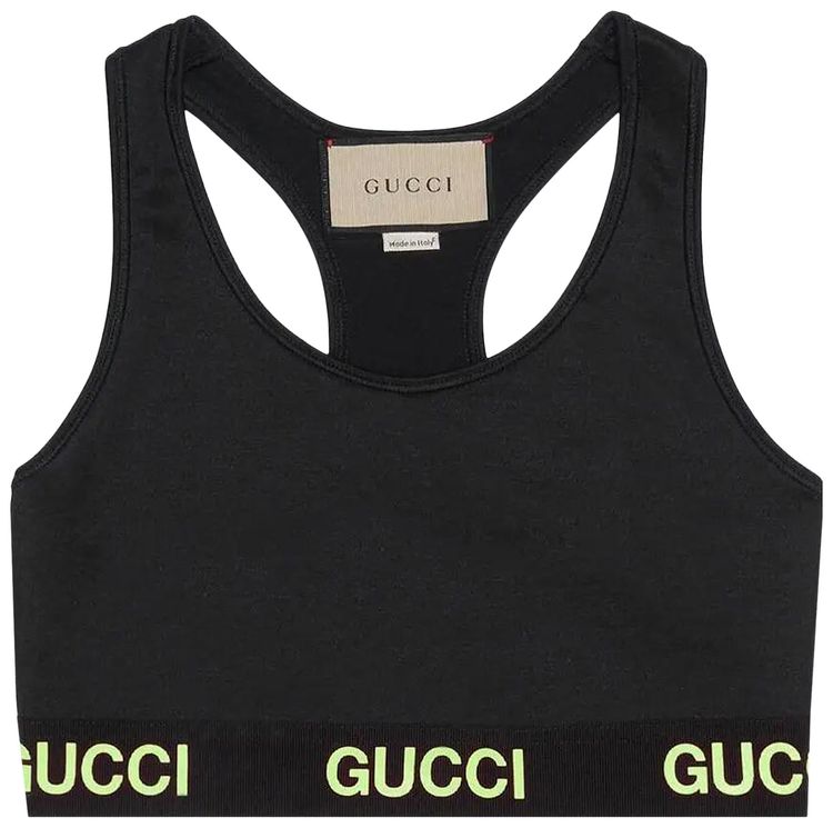 Gucci Logo Jacquard Crop Top BlackYellow