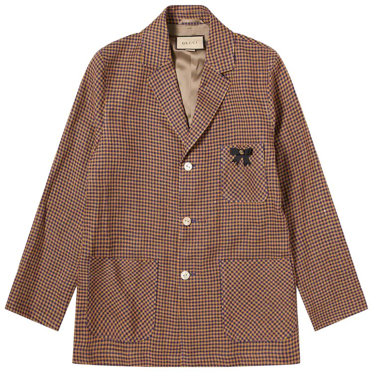 Gucci GG Bow Check Blazer Brown