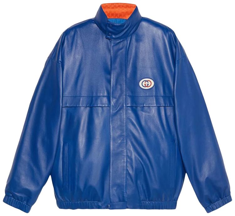 Gucci Reversible Interlocking G Leather Jacket Blue