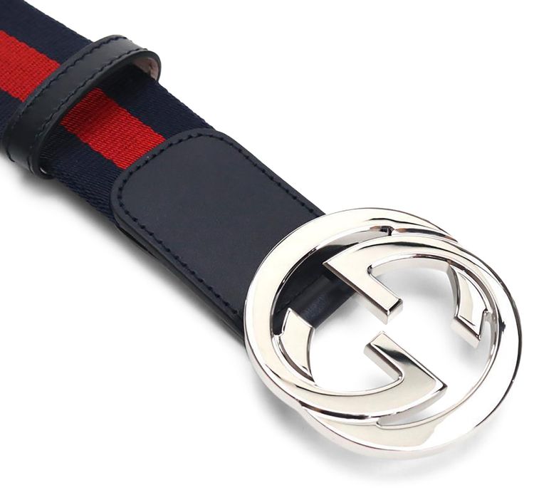 Gucci GG Buckle Web Belt BlueRed