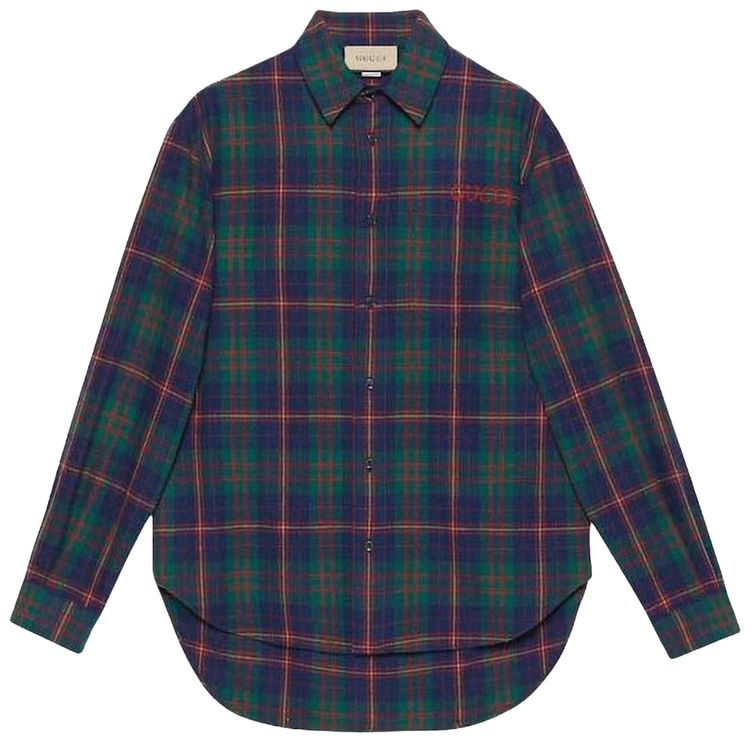 Gucci Check Pattern Shirt Green